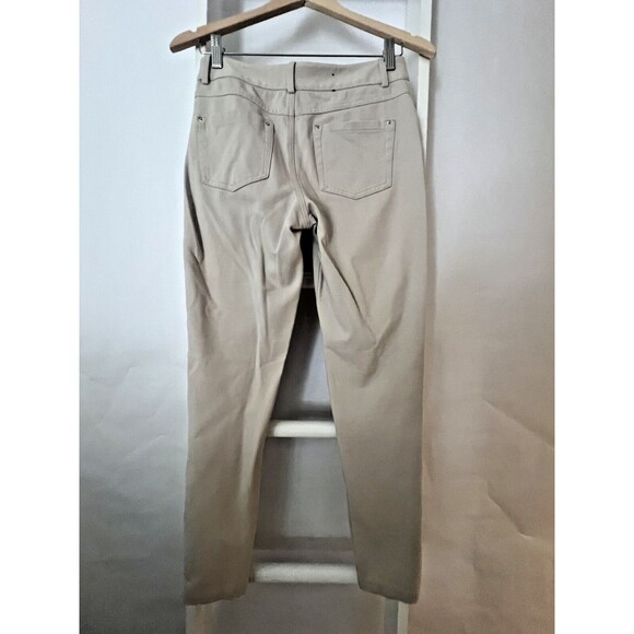 INC Womens Pants Tapered Leg 5 Pocket Knit US 6 Off White Mid Rise Flat Front EC - Picture 13 of 14